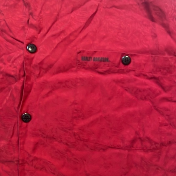 HARLEY Davidson Red Button Up Short Sleeve Sleepwear Shirt - Picture 2 of 5